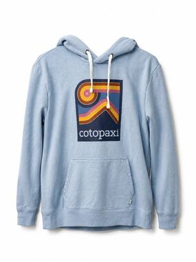 Cotopaxi Graphic Hoodie Pullover Light Blue Size Small